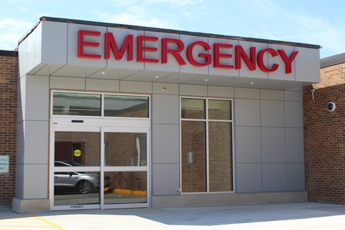 Pictured is Horn Memorial&apos;s emergency entrance.